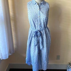 Anthropologie striped sleeveless eyelet dress